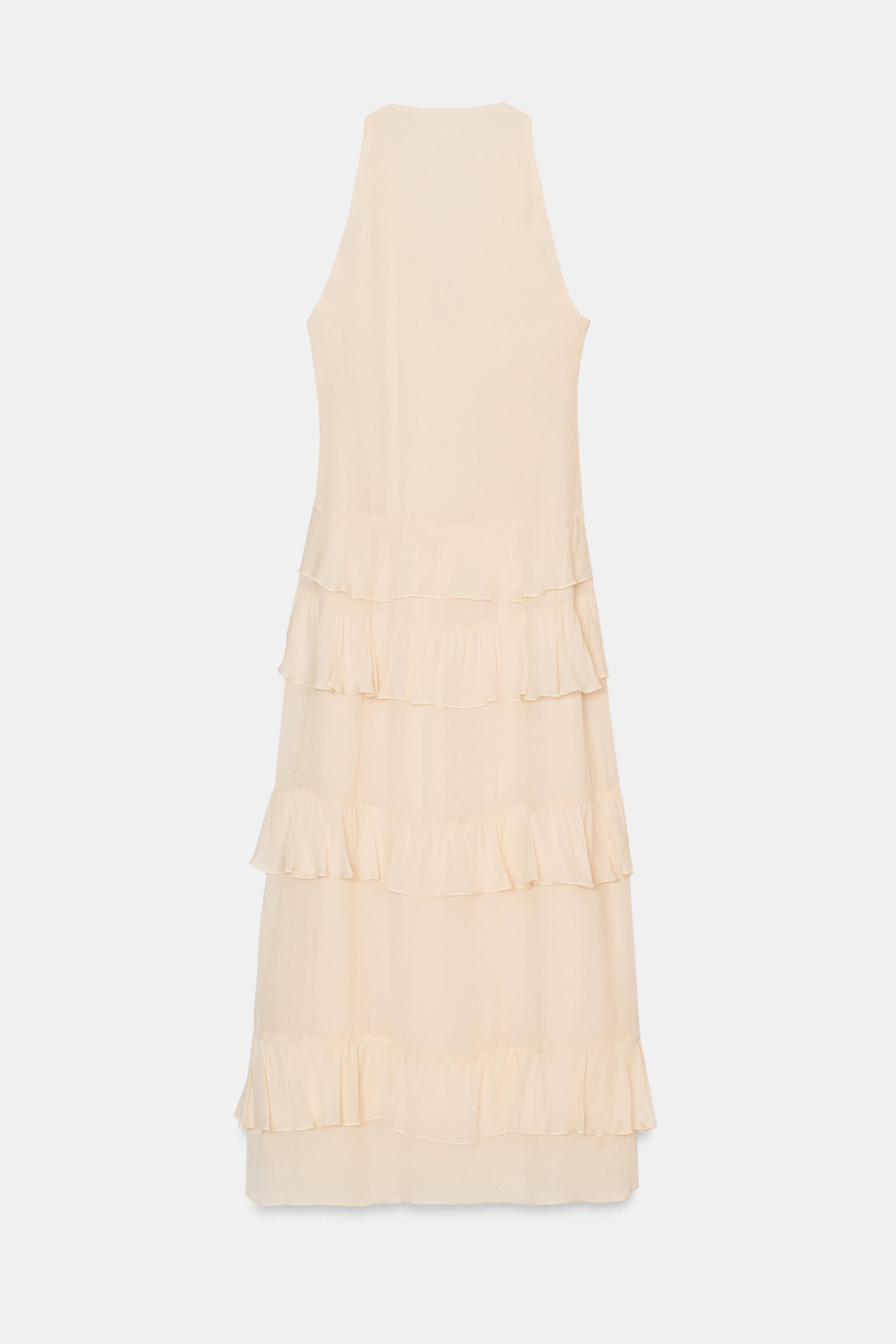 ROBE MI-LONGUE À VOLANTS